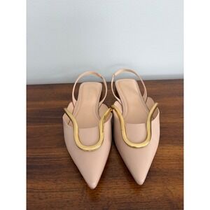 Anthropologie Guilhermina Sculptural Leather Sling Back Flats EU 38 US 7